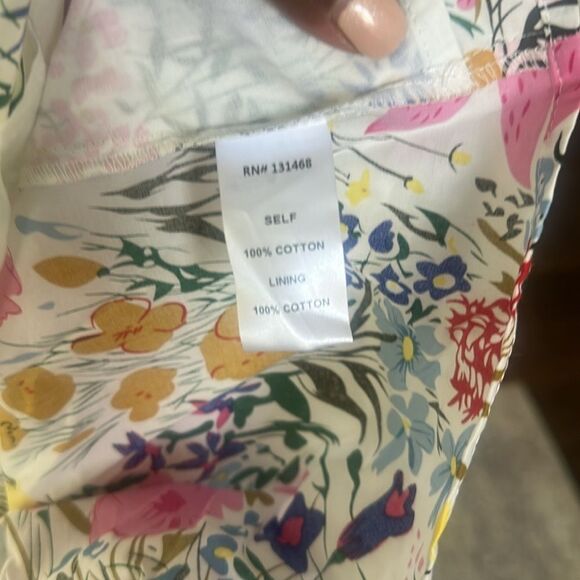 AVARA Evelyn White Multi Floral Cotton Puff Sleeve Top M - Picture 7 of 7